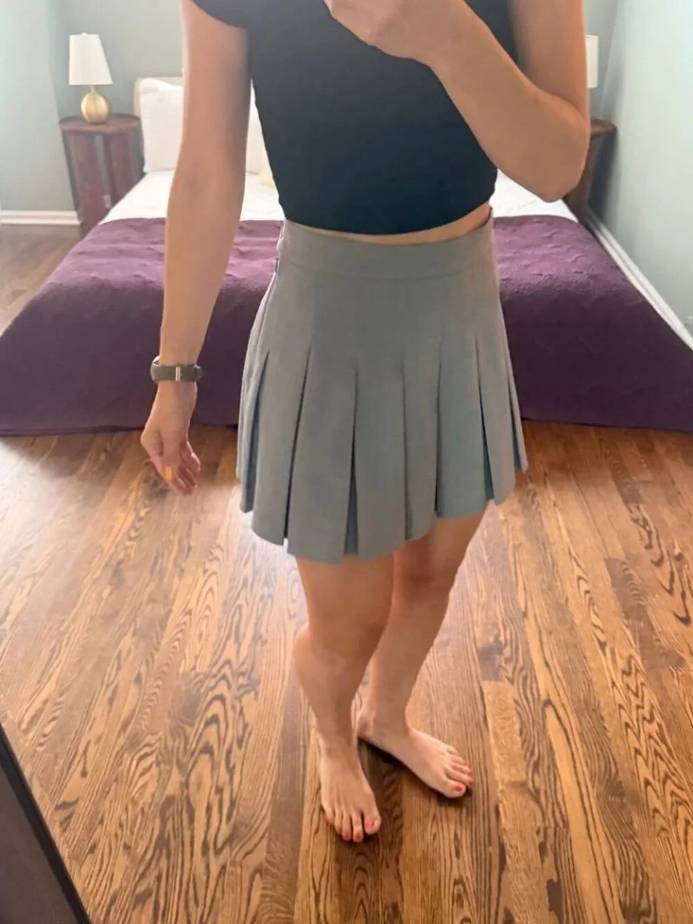 Abound Light Grey Pleated Tennis Mini Skirt